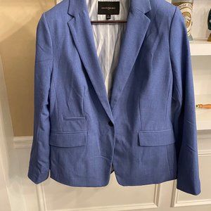 Banana Republic size 12 one button blazer.  Machine washable cold, gentle cycle.